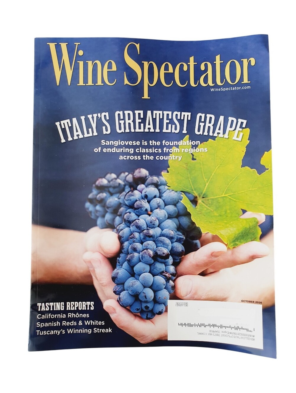 Wine Spectator Magazine October, 2026 - Italy's Greatest Grape